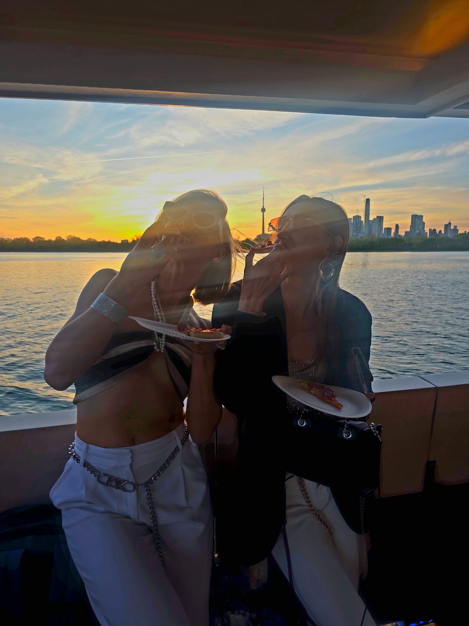 Sunset slices on the water